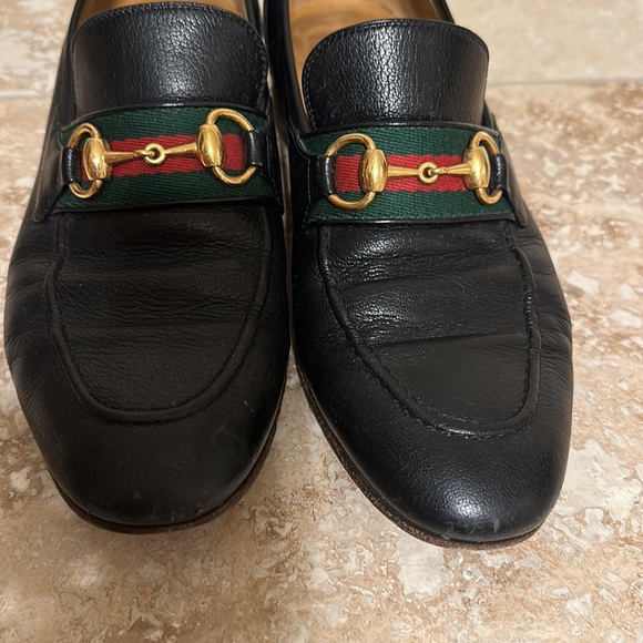 GUCCI UNISEX leather loafers green & red web - Picture 5 of 7